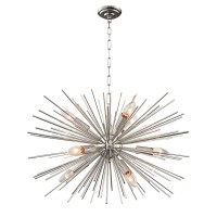 Gomunin Astra Sputnik Satellite Pendant Light 9-Light Nickel Sputnik Chandelier Mid Century Starburst Chandelier For Living Room Bedroom Dining Room,23In Wide, Solid Metal 12Lb