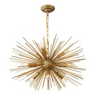 Gomunin Astra Sputnik Satellite Pendant Light 9-Light Gold Sputnik Chandelier Mid Century Starburst Chandelier For Living Room Bedroom Dining Room, 23In Wide, Solid Metal 12Lb