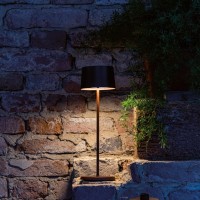 Zafferano - Olivia Pro Aluminium Dimmable Led Table Lamp, Contact Charging Base, Ip65 Protection, Indoor/Outdoor Use, H35.5 Cm, Eu Plug - Dark Grey