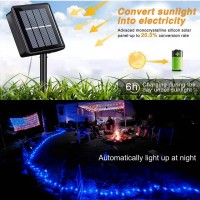 Qitong Blue Solar Rope Lights For Outside, 2 Pack Each 33Ft 100L Solar String Lights, Clear Pvc Tube Fairy Lights For Pool Deck Railing Porch Tree Fence Yard Christmas