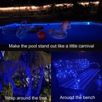 Qitong Blue Solar Rope Lights For Outside, 2 Pack Each 33Ft 100L Solar String Lights, Clear Pvc Tube Fairy Lights For Pool Deck Railing Porch Tree Fence Yard Christmas