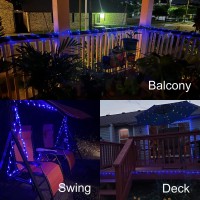 Qitong Blue Solar Rope Lights For Outside, 2 Pack Each 33Ft 100L Solar String Lights, Clear Pvc Tube Fairy Lights For Pool Deck Railing Porch Tree Fence Yard Christmas