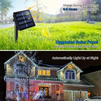 Qitong White Solar Christmas Lights 2 Pack Each 66Ft 200 Led Solar Fairy Lights Outdoor Waterproof 8 Modes Silver Wire Solar T