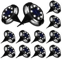 Solar Ground Lights Outdoor 12 Packs 12 Led Disk Lights Solar Powered Waterproof New In-Ground Lights For Garden Deck Stair Step Lawn Patio Driveway Walkway Pathway Yard Decoration(White Light,12Pack)