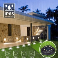 Solar Ground Lights Outdoor 12 Packs 12 Led Disk Lights Solar Powered Waterproof New In-Ground Lights For Garden Deck Stair Step Lawn Patio Driveway Walkway Pathway Yard Decoration(White Light,12Pack)