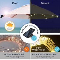 Vookry Solar Umbrella Lights Outdoor Waterproof Solar Powered Patio Umbrella Lights Cordless 8 Modes Led Umbrella Patio Lights