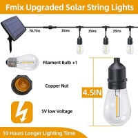 Fmix Outdoor Solar String Lights Outdoor Waterproof, 48Ft S14 10Hrs Solar Outdoor String Lights Solar Powered String Lights Outdoor,5V Solar Patio String Lights, Solar Led String Lights