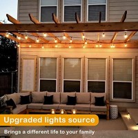 Fmix Outdoor Solar String Lights Outdoor Waterproof, 48Ft S14 10Hrs Solar Outdoor String Lights Solar Powered String Lights Outdoor,5V Solar Patio String Lights, Solar Led String Lights