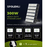 Spolehli Led Stadium Flood Lights 2000W Equivalent 48000Lm Super Bright Led Arena Lights 85305V Ip66 Waterproof 6500K Daylight