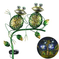 Afirst Solar Lights Outdoor, Metal Sitting Frogs Garden Decor, Waterproof Garden Decorative Light For Courtyard, Patio, Pathway