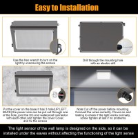 Bbestled 80W Led Wall Pack Light With Photocell, Led Street Lights Outdoor Backyard Yard Garage, Etl Dlc 120-277Vac 5000K 10400Lm Ip65, Commercial Led Flood Light Outdoor Dusk To Dawn