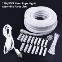 Guotong Neon Rope Lights 50Ft15M 110V Daylight White Leds Waterproof Flexible Led Neon Light Outdoor Indoor Flexible Connectabl