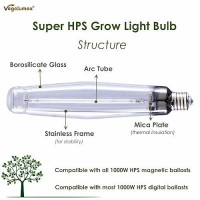 Vegelumax 1000Watt Hydroponic High Pressure Sodium Hps Grow Light Bulb Lamp High Par Enhanced Red And Orange Spectrums Cct 2100K