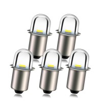 Ruiandsion Upgrade Led Flashlight Bulb 18V P13.5S Base Socket White Led Bulbs Replacement For Flashlight Torch Lights,Non-Polarity (Pack Of 5)