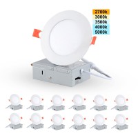 Temgin 12 Pack 5 Inch 5Cct Led Recessed Light With Junction Box 2700K5000K Selectable 10W Eqv 70W 800Lm Dimmable Led Downlig