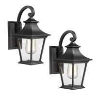 Emliviar Outdoor Wall Lights 2 Pack Exterior Porch Lights Wall Mount In Black Finish With Clear Glass Xe219B2Pk Bk