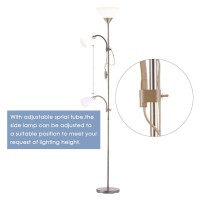 Inmozata Mother And Children Floor Lamp Uplighter 2 Way Floor Light Reading Light With Double Button Control For Living Room Bedroom (White & Copper)