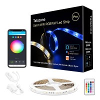 Tatazone Rgbww Smart Led Strip Lights, 16.4Ft Tunable White 3000K-6500K+Rgb Wifi Led Light Strip Work With Alexa And Google, Color Changing Music Sync Indoor Led Rope Lights For Bedroom, Tv, Cabinet