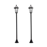 Outsunny 2 Pcs Led Garden Lights Lamp Post Solar Powered Lantern Patio Pathway Walkway Outdoor Water-Resist Auto Switch 6-8 Hours Black