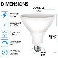 Energetic 1250Lm Outdoor Par38 Led Flood Light Bulb, 13.5W=100W, Dimmable, 3000K Warm White, Cri90, E26 Base, Waterproof Led Spotlight Bulb, Ul Listed (12 Pack)