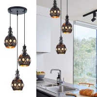 Ylong-Zs 3-Light Industrial Pendant Lighting Vintage Hanging Ceiling Light Fixtures Farmhouse Rustic Pendant Light With Metal Caged For Dining Room Hotel Hanging Lamps