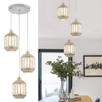 Ylong-Zs 3-Light Industrial Pendant Light, White Hanging Lights Vintage Style Flush Mount Swag Lighting Fixture For Kitchen/Dining Room Living Room