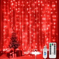 Sunnest Led Curtain Lights Christmas 300 Leds 98Ft X 98Ft Usb Curtain String Lights With 8 Lighting Modes Wall Lights With Re