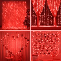 Sunnest Led Curtain Lights Christmas 300 Leds 98Ft X 98Ft Usb Curtain String Lights With 8 Lighting Modes Wall Lights With Re