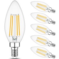 Cotanic Dimmable Candelabra Led Bulb 2700K Warm White,E12 Base Ceiling Fan Light Bulb 60W Equivalent, Type B Light Bulb With Candle Shape,C35 Filament Chandelier Light Bulb Clear Glass,600Lm,6 Pack