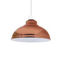 Retro Metal Light Shades, Vintage Style Ceiling Island Lamp Pendant Shade, Non Electric 30Cm Easy Fit Curved Kitchen Lampshade, Office, Living Room Light Shade With Reducer Ring (Rose Gold)