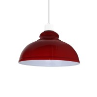 Retro Metal Light Shades, Vintage Style Ceiling Island Lamp Pendant Shade, Non Electric 30Cm Easy Fit Curved Kitchen Lampshade, Office, Living Room Light Shade With Reducer Ring (Red)