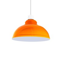 Retro Metal Light Shades, Vintage Style Ceiling Island Lamp Pendant Shade, Non Electric 30Cm Easy Fit Curved Kitchen Lampshade, Office, Living Room Light Shade With Reducer Ring (Orange)