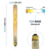 Vintage Retro Edison Bulb, T9 T9-300 Tube Shape, Spiral Filament, 60W, Medium E26 Base (2 Pack)