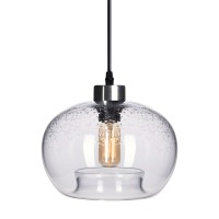 Casamotion Pendant?Ighting Kitchen Island,Blown Glass Light Modern Clear Bubble Color Brushed Nickel Finish,9 Inch Diam