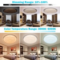 Lusunt Flush Mount Ceiling Light Fixture, Dimmable 3000-6000K With Remote, For Living Room Bedroom Kitchen Laundry Dinning Room Bathroom Office, Led Ceiling Lamp 48W(250W Equivalent) 4000Lm 20In