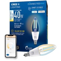 Cree Connected Max Smart Led Vintage Glass Filament Bulb B11 Candelabra 40W Tunable White, 2.4 Ghz, Works With Alexa And Google Home, No Hub Required, Bluetooth + Wifi, 1Pk (Cmb11-40W-Al-9Tw-Gl)