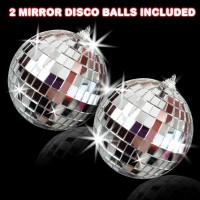 Artcreativity 4 Inch Mirror Disco Ball Set Of 2 Silver Disco Balls With Hanging String For Parties Birthdays Weddings 90S