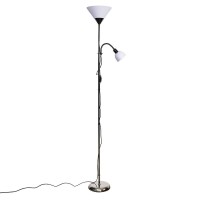 Modern Black Brushed Chrome 2 Way Mother/Father Parent & Child Uplighter And Spotlight Design Floor Lamp