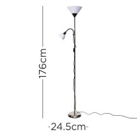 Modern Black Brushed Chrome 2 Way Mother/Father Parent & Child Uplighter And Spotlight Design Floor Lamp