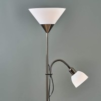 Modern Black Brushed Chrome 2 Way Mother/Father Parent & Child Uplighter And Spotlight Design Floor Lamp