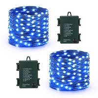 Brizled Blue Fairy Lights, 17.38Ft 50 Led Christmas Lights, 8 Modes Christmas String Lights With Timer, Battery Powered Xmas Lights Indoor Outdoor For Xmas Tree Party Home Decor, Green Wire, 2 Pack