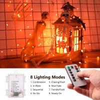 Brizlabs Orange Halloween Lights 2 Pack 1748Ft 50 Led Halloween Fairy Lights With Remote 8 Modes Battery Halloween String Lig