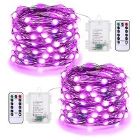 Brizlabs Purple Halloween Lights 2 Pack 1748Ft 50 Led Purple Fairy Lights With Remote 8 Modes Battery Operated Halloween Ligh