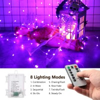 Brizlabs Purple Halloween Lights 2 Pack 1748Ft 50 Led Purple Fairy Lights With Remote 8 Modes Battery Operated Halloween Ligh