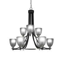 Paramount 9 Light Chandelier In Matte Black & Brushed Nickel Finish With 5