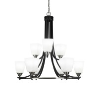 Paramount 9 Light Chandelier In Matte Black & Brushed Nickel Finish With 4.5