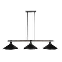 Tacoma 3 Light Bar In Matte Black & Painted Distressed Wood-Look Metal Finish With 14