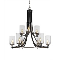 Paramount 9 Light Chandelier In Matte Black & Brushed Nickel Finish With 4