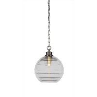 Malena Chain Hung Pendant In Brushed Nickel Finish With 10