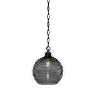 Malena Chain Hung Pendant In Matte Black Finish With 10